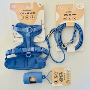 Wild One Moonstone Dog Harness Leash Poop Bag Carrier Set Bundle New